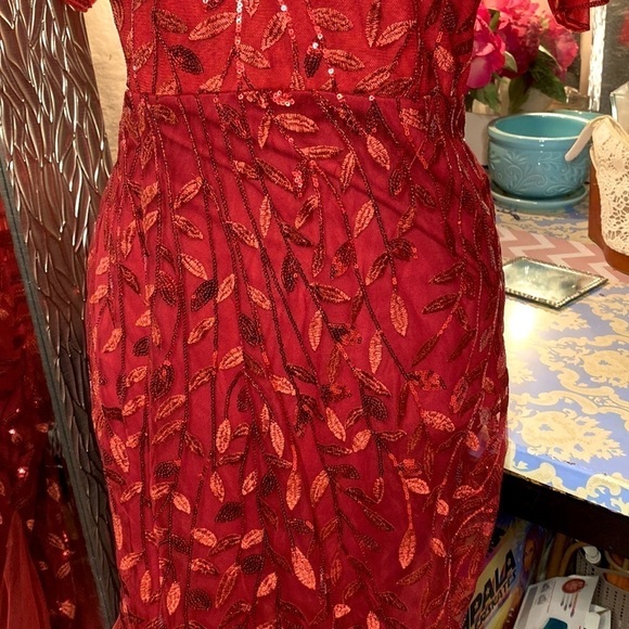 🌷EVER Pretty🌷Sheer Floral Sequin Mermaid Fishtail Style Dress - Picture 7 of 15